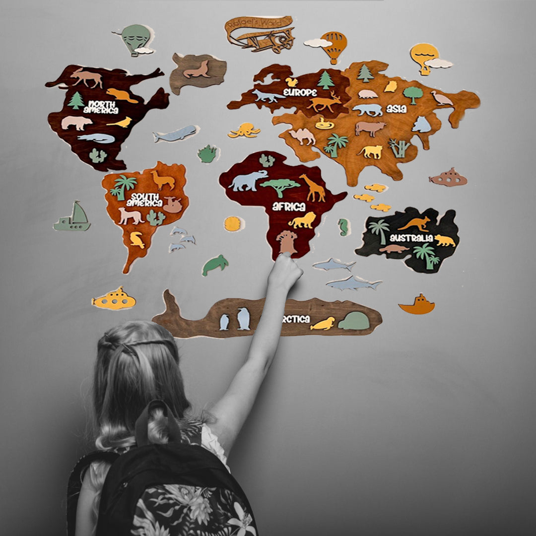 Il Mondo degli Animali - Mappa 3d in legno per Bambini Il mio negozio