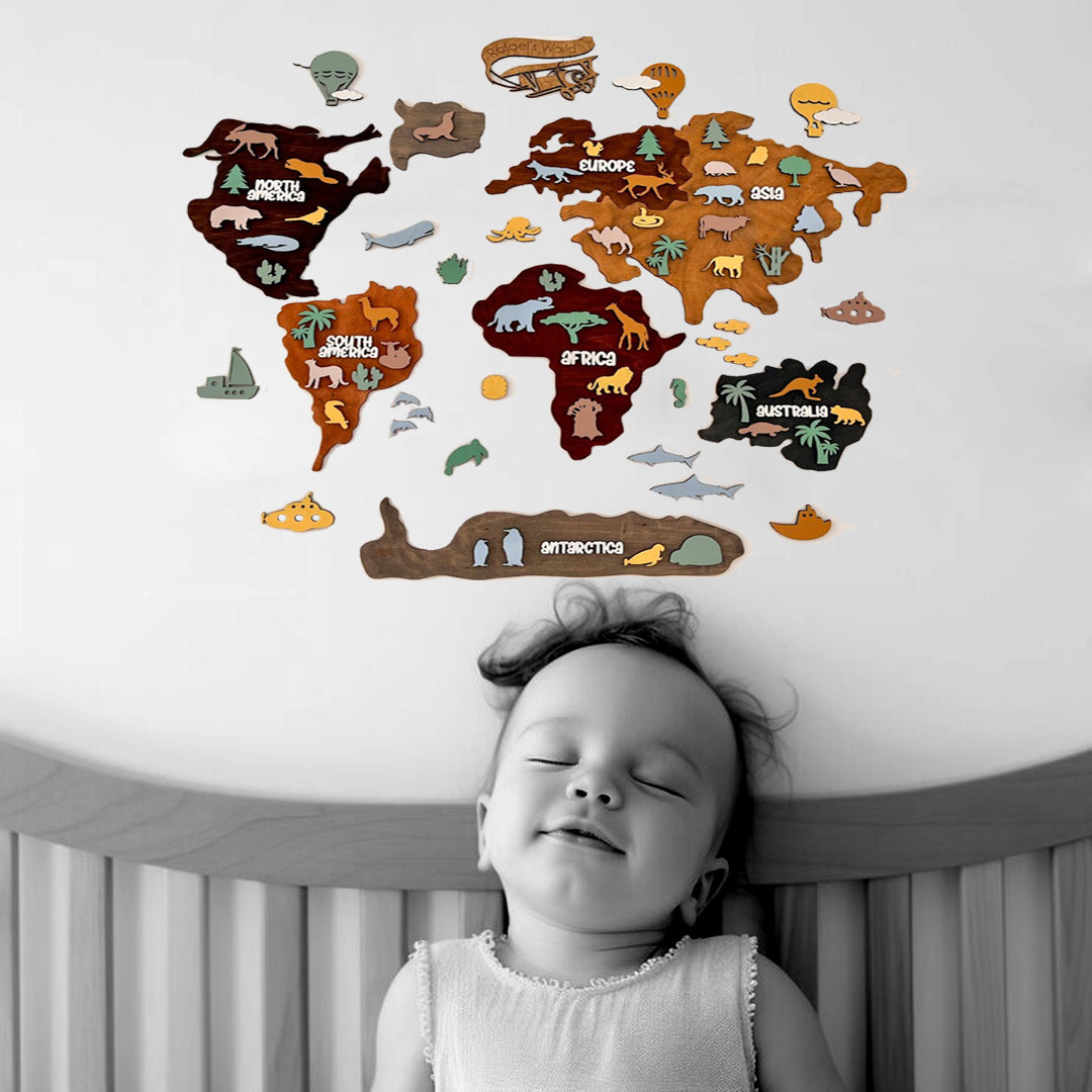 Il Mondo degli Animali - Mappa 3d in legno per Bambini Il mio negozio