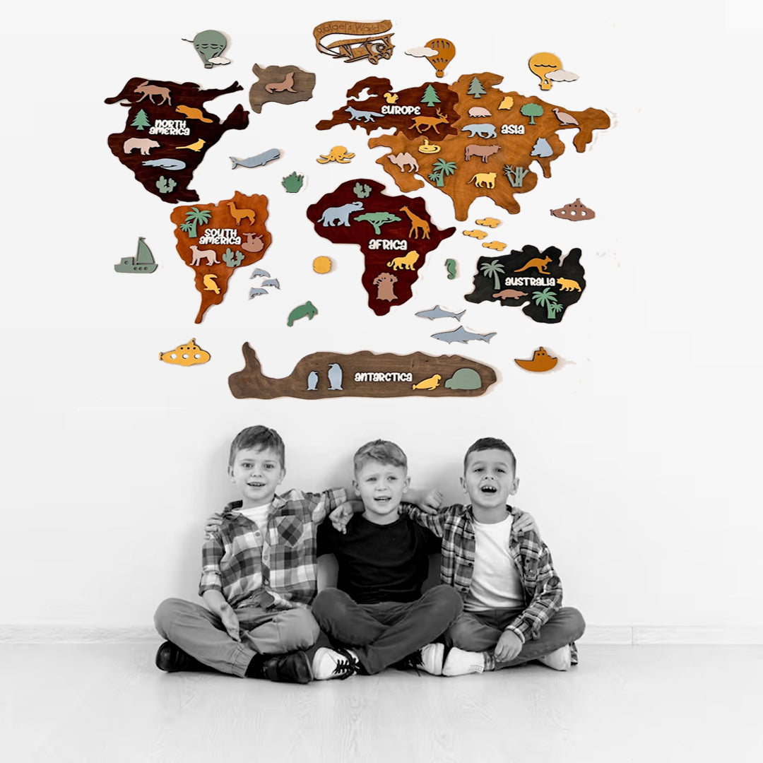 Il Mondo degli Animali - Mappa 3d in legno per Bambini Il mio negozio