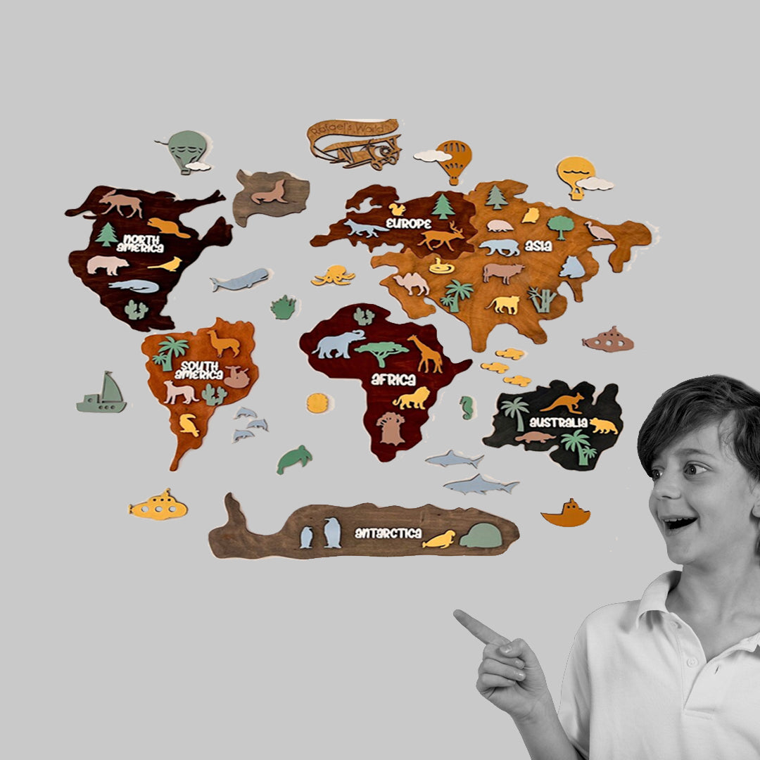 Il Mondo degli Animali - Mappa 3d in legno per Bambini Il mio negozio