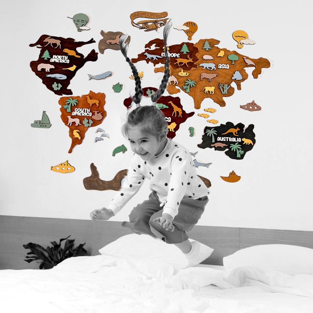Il Mondo degli Animali - Mappa 3d in legno per Bambini Il mio negozio