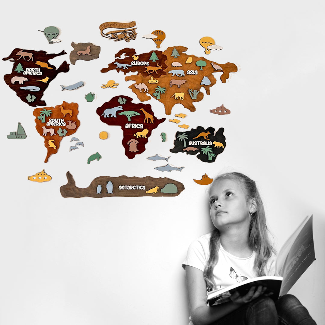 Il Mondo degli Animali - Mappa 3d in legno per Bambini Il mio negozio