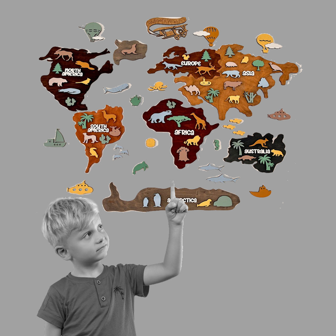 Il Mondo degli Animali - Mappa 3d in legno per Bambini Il mio negozio