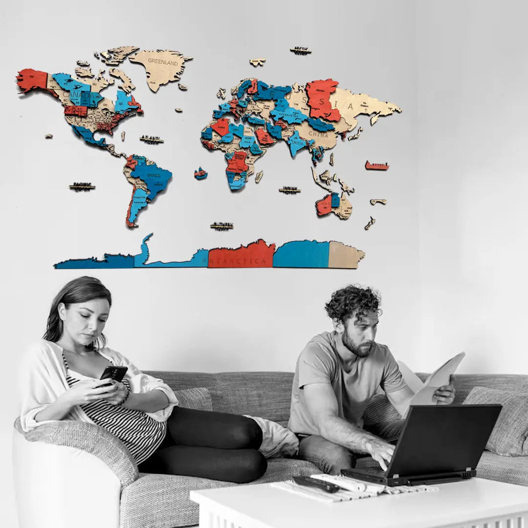 Decorare con le Mappe 3D in Legno: L'Arte di Portare il Mondo a Casa Tua