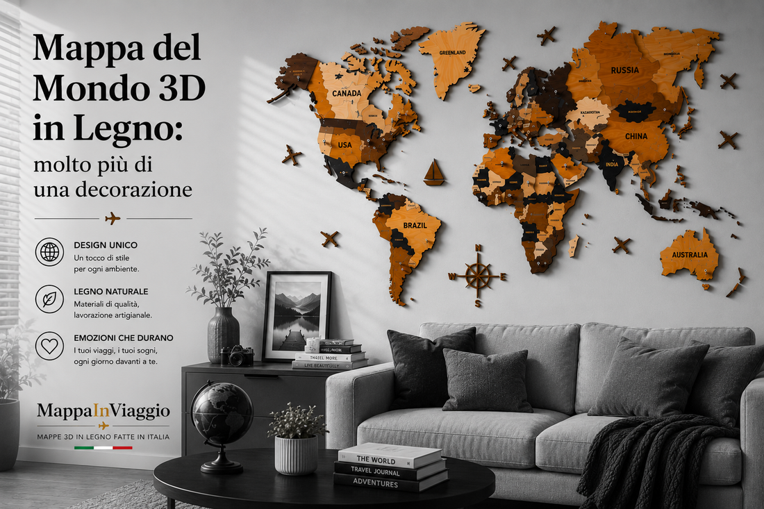 Mappa del Mondo 3D in Legno: molto più di una decorazione