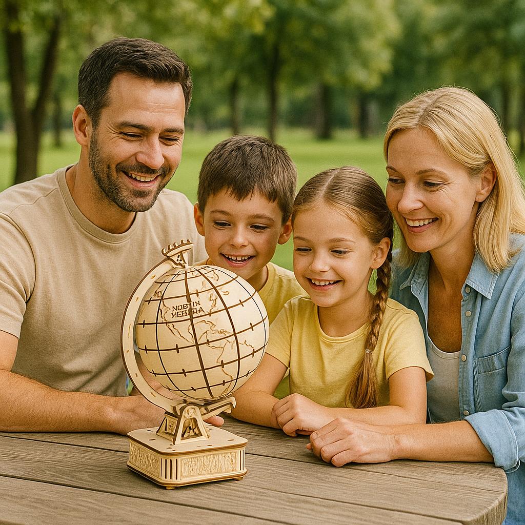Set Globi in Legno da Costruire – Versione Meccanica con Ingranaggi e Versione Educativa per Bambini mappainviaggio
