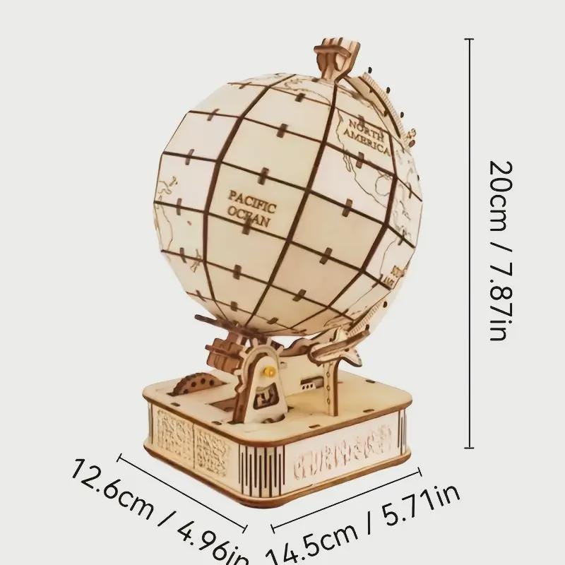 Set Globi in Legno da Costruire – Versione Meccanica con Ingranaggi e Versione Educativa per Bambini mappainviaggio