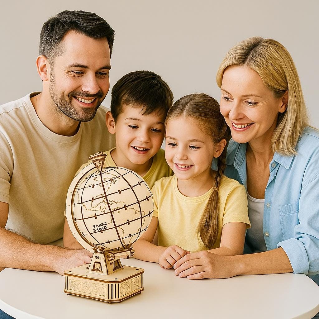Set Globi in Legno da Costruire – Versione Meccanica con Ingranaggi e Versione Educativa per Bambini mappainviaggio