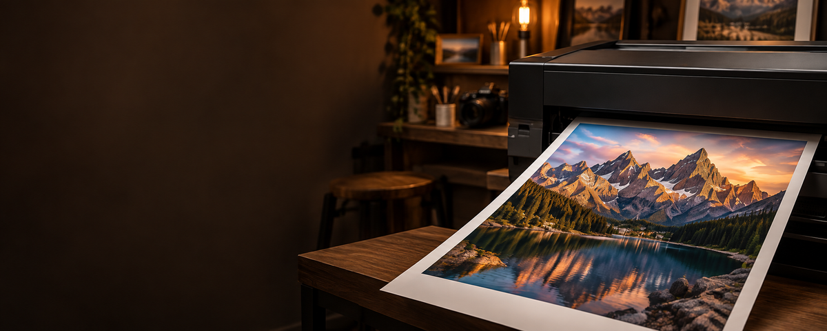 Stampa Fine Art di un paesaggio montano su stampante professionale